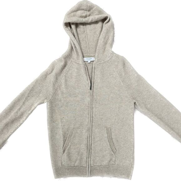 100% Cashmere Beige Cashmere Zip Up Hoodie - Picture 5 of 8
